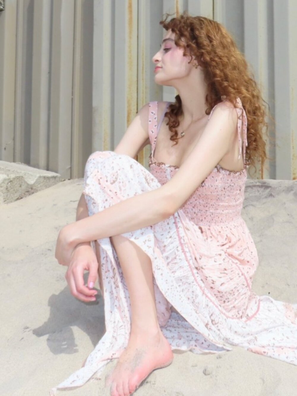 Poupette St Barth "Triny Midi Dress" Pink Summer Dress